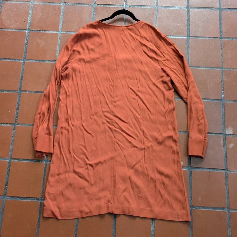 Madewell Heather Long Sleeve Button-down Dress, Rust Red, Size Large - Picture 9 of 13